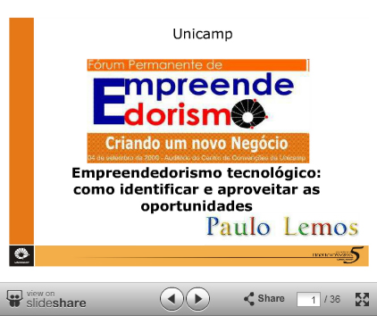 Empreendedorismo tecnolgico: Como identificar e aproveitar as oportunidades (slides)